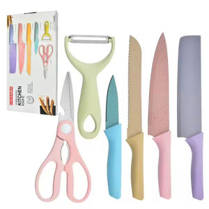 Juego de Cuchillos de Cocina de 6 Piezas con Logotipo, Utensilios de Cocina de Metal, Incluye Cuchillo de Paja de Trigo, Tijeras y Pelador, Personaliza con tu Logotipo, Entrega Rápida - Product Image 2