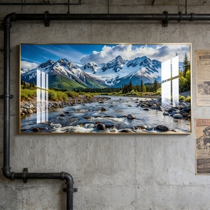 Decoración del Hogar Personalizada al por Mayor, Paisaje de Montaña Nevada, Impresión HD, Arte de Pared para Sala de Estar, Pintura de Pared de Porcelana de Cristal LED - Product Image 5