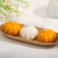 Bougie en cire parfumée citrouille pour Halloween, forme de citrouille réaliste, durée de combustion de 4 à 12 heures, parfum orange et blanc, cadeau festif transfrontalier