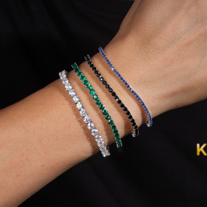 Pulsera Apilable Personalizada de Circonita Cúbica 5A Multicolor de 2/3/4mm, Chapada en Oro de 14K, Corte Redondo, Joyería de Circonita Cúbica, Pulsera <span class=keywords><strong>Tenis</strong></span> para Mujer - Product Image 3