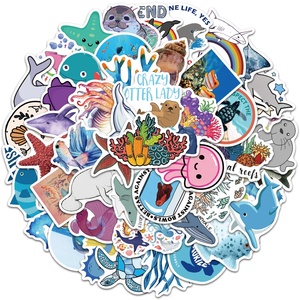 50 Pezzi Adesivi con Vita Marina, <span class=keywords><strong>Pesci</strong></span> e Meduse, Cartoni Animati Carini per Bambini, Adesivi per Valigie, Laptop e Graffiti - Product Image 4