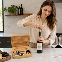 Ensemble d'outils à vin en bois de bambou, 4 pièces : tire-bouchon, tire-bouchon sommelier, bouchon de bouteille, verseur anti-goutte pour bar à domicile
