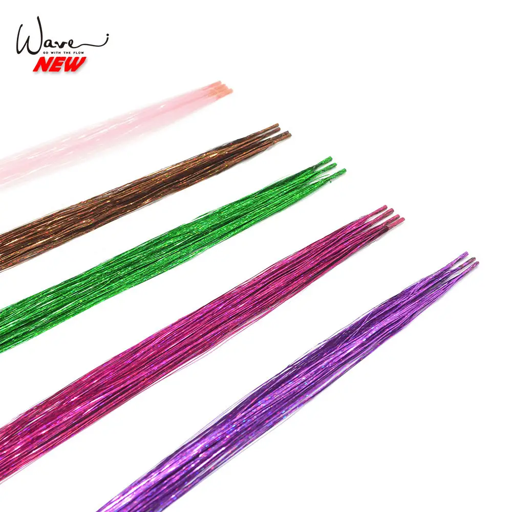 Laser Tip Hair Extension Colorful Glitter Hair Tinsel Extensions Synthetic Tinsel Hair I-tip