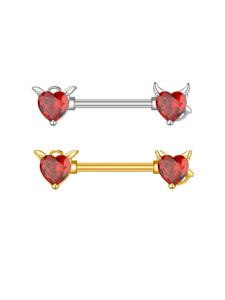 귀여운 체리 패션 스테인레스 스틸 지르콘 약혼 바디 피어싱 보석 유방 젖꼭지 반지 플래티넘/골드 도금 도매 - Product Image 3