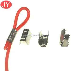 7*19 mm metal cord fastener crimping string leather rope fold over clip crimp cord ends for garment accessories supplier