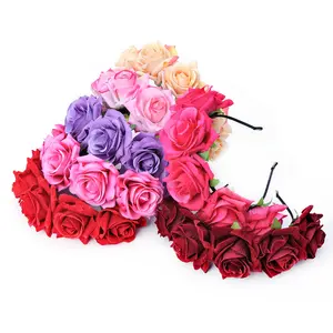 Fashion high quality rose flower hair band,party flowers garland headbands