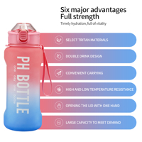 Bouteille d'eau sport unisexe de haute qualité, 32 oz, gris-noir dégradé, sans BPA, en Tritan, anti-fuite, avec paille et marqueur de temps