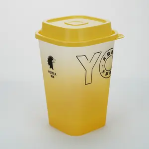 Personalized Custom Printed Re-openable Disposable Plastic Cup With Lid For Boba Pearl Milk Tea Coffee Soda Fruit Tea