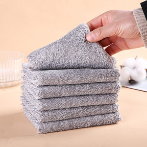 Bamboo Charcoal Fiber Dishcloths 5 Pack Microfiber Non Greasy Lint Free Absorbent Kitchen Cleaning Cloths Rectangle Solid Color - Product Image 1