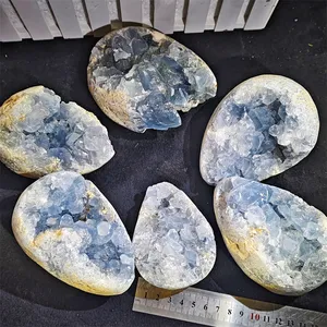 High Quality Blue Celestile Cluster Raw Geode Natural Crystals Specimen For Meditation