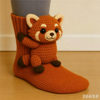 3D Plüschtier-Umarmungsdesign Weiche Gestrickte Warme Rutschfeste Neuartige Bodensocken für Frauen Kinder Innenbereich Zuhause Urlaubsgeschenk