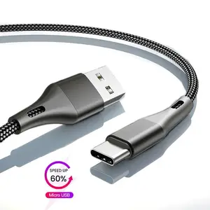 נתונים usb כבל ניילון גל סוג c כדי usb טעינת כבל 3ft טלפון אבזרים