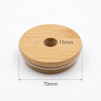 Couvercle en bambou durable avec logo personnalisé et trou pour paille, disque en bois gravé, bouchon hermétique en silicone pour tasses en verre