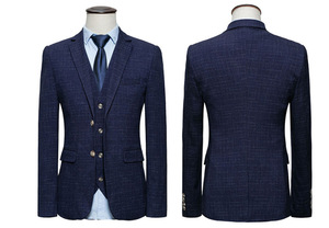 <span class=keywords><strong>2020</strong></span> été marine Plaid affaires <span class=keywords><strong>costume</strong></span> décontracté hommes trois pièces simple boutonnage fermeture éclair mouche marié meilleur <span class=keywords><strong>homme</strong></span> <span class=keywords><strong>mariage</strong></span> Banquet <span class=keywords><strong>costume</strong></span> - Product Image 2
