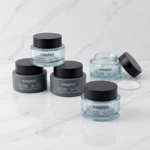 Pot en verre givré <span class=keywords><strong>FINSPOT</strong></span> 30/50g, option pot en verre à large ouverture, impression OEM, emballage cosmétique pour crème anti-âge - Product Image 1