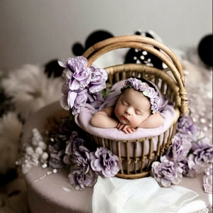 Accessoires de photographie de studio pour nouveau-nés, paniers-lits en bambou naturel, design style ferme, pour poses de bébé - Product Image 1