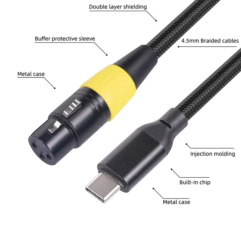Idely Compatible SB C ALE EMO emlr 6,0mm yype C ALE o LR 3 LR in ememale udio able Ype C o LR Cable