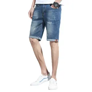 Quần short denim nam chân thẳng lỏng phiên bản Hàn Quốc của xu hướng mùa hè lỗ mỏng quần thời trang thương hiệu năm Quý ngắn