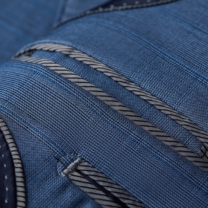 Conjunto de <span class=keywords><strong>traje</strong></span> formal de hombre de <span class=keywords><strong>tres</strong></span> <span class=keywords><strong>piezas</strong></span> <span class=keywords><strong>azul</strong></span> <span class=keywords><strong>marino</strong></span> para primavera y verano, trajes de hombre de negocios - Product Image 5