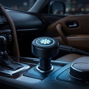 STW Wholesale 20W <b>USB</b> <b>C</b> Car <b>Adapter</b> with Retractable Cable Decorative Floral Design with Ice Blue LED Light car charger - Product Image 6
