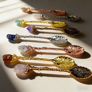 Cuchara de Cristal Natural al por Mayor, Cuchara de Metal Tallada Vintage para Altar de Brujería, Postre, Café y Mezclas - Product Image 3