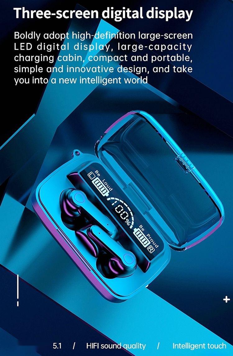 M19 TWSBTイヤフォンタッチ防水Ledディスプレイスポーツ