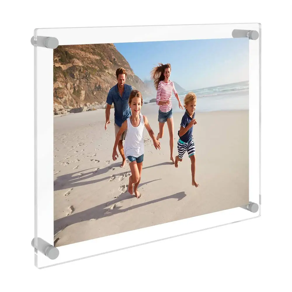 Custom Factory Acrylic Floating Picture Frame 8x10 Wall Mount Clear Frameless Photo Frame Poster Photo Display for Home Office