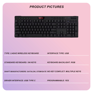 High Quality Ergonomic Slim Teclado Oem Rgb Wireless Bt Lower Profile 104 Keys Mechanical Gaming <b>Keyboard</b> K370 - Product Image 3