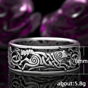 Anello Vichingo Lupo da Uomo, Stile Punk con Motivo Celtico Nordico, Accessorio da Dito Audace e alla Moda, Regalo - Product Image 5