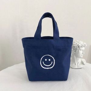 New Fashion Custom Logo Student Shopping Bucket Cute Small Cotton Canvas <b>Tote</b> <b>Bags</b> for Lunch Bento - Product Image 2