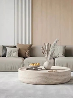 Table basse italienne moderne et minimaliste en bois massif et pierre frittée, convertible pour salle à manger et salon, avec éléments métalliques silencieux