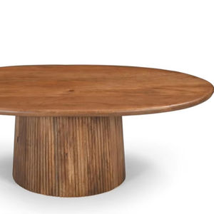 Table basse ovale en bois, plateau en bois de noyer marron clair, bois de mangue, mobilier de salon, collection à prix de gros - Product Image 6