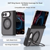 360 °   Casing Ponsel Magnetik dengan Ring Kickstand Putar untuk iPhone Duo, Perlindungan Engsel Penuh, Ramah Kulit, Matte, Grosir