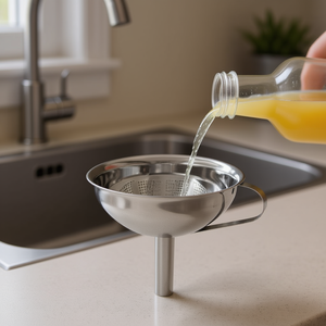 Metaltex Bottle Funnel Stainless Steel With <b>Strainer</b> For Kitchen Use - Product Image 3