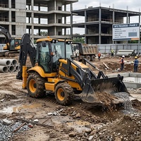75KW Mesin Diesel CE Baru, Mini Backhoe Loader Besar, Wheel Loader 4x4, Mesin Cummins