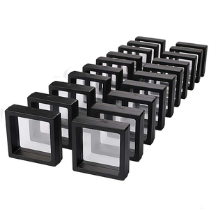 7*7*2cm 3D Floating gemstone jewelry box suspension frame PE film case ring box display
