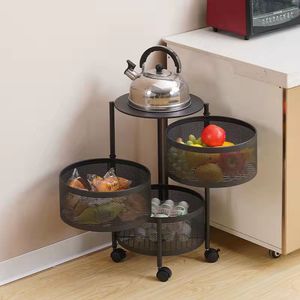 Estante Metálico Giratorio de 3 Niveles con Acabado Lacado para Almacenamiento de Frutas y Verduras, Moderno para Cocina y Baño - Product Image 1
