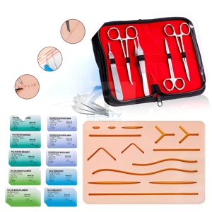 Kit de pratique de suture chirurgicale en acier inoxydable de haute qualité avec grand coussin de suture en silicone, instruments chirurgicaux manuels réutilisables - Product Image 1