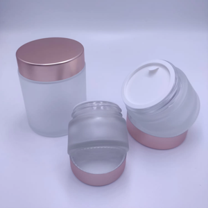 Frascos Redondos de Vidrio de Alta Calidad para Crema con Tapa Dorada Rosa - Product Image 4