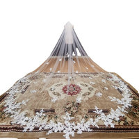 Vente en gros Qushine, voile de mariée long en tulle tendance avec appliques, accessoires de mariée, dentelle florale, voile de cathédrale