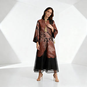 Abaya élégante en polyester sur mesure pour femmes musulmanes, vente en gros, robe OEM - Product Image 4