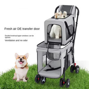Kereta bayi hewan peliharaan kembar dapat dilipat dan portabel dapat dilepas untuk hewan peliharaan kecil dan sedang Kereta anjing murah - Product Image 4