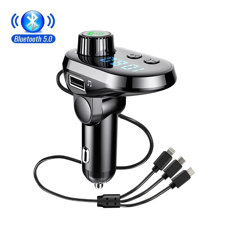 New Design Car BT 5.0 FM Transmitter Car Charger Mp3 Handsfree Bluetooths Car Kit with DSP tuning function Usb Radio