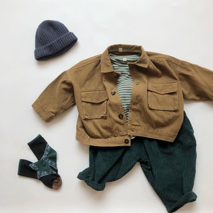 Nouvelle Veste d'Automne Tendance pour Enfants en Coton Kaki Style Coréen, <span class=keywords><strong>Manteau</strong></span> Extérieur pour Garçons et Filles, Hauts à Col Revers pour Bébés - Product Image 2