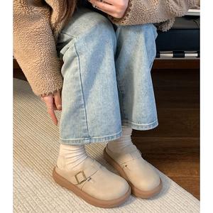 Zapatillas Baotou que combinan con todo, traje de mujer 2024 nueva primavera y verano, sandalias de moda Retro sin cordones para mujeres embarazadas, gamuza - Product Image 1