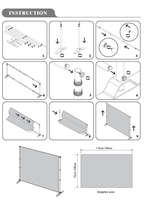 Support de toile de fond télescopique réglable 8x8ft/8x10ft, kit de stand portable pour impression personnalisée avec sac de transport pour toile de fond