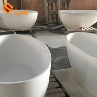 Baignoire blanche en pierre artificielle à Surface solide, baignoire autoportante pour salle de bain