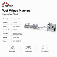 Ligne de production de lingettes humides entièrement automatique HAOYUAN HY-550 AC 380V, machine de fabrication et d'emballage de lingettes et de mouchoirs humides de poche miniatures