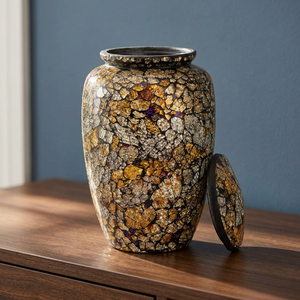 Luxury Mosaic Glass Cremation <b>Urn</b> with Lid for Human Ashes Decorative Memorial Keepsake Funeral Burial <b>Urn</b> Adult Ashes Storage - Product Image 4