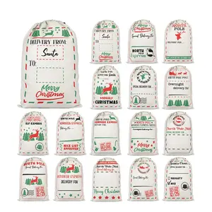 2022 Amazon Hot Selling Customized Logo Printable Christmas Bag Sublimation Santa Sacks with One Side Pattern Design